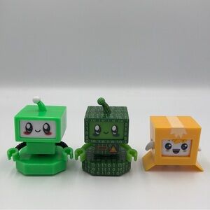 LankyBox Mini Figures Lot of 3 Boxy Yellow Adam Hackerbot Green Lankybot Ghost